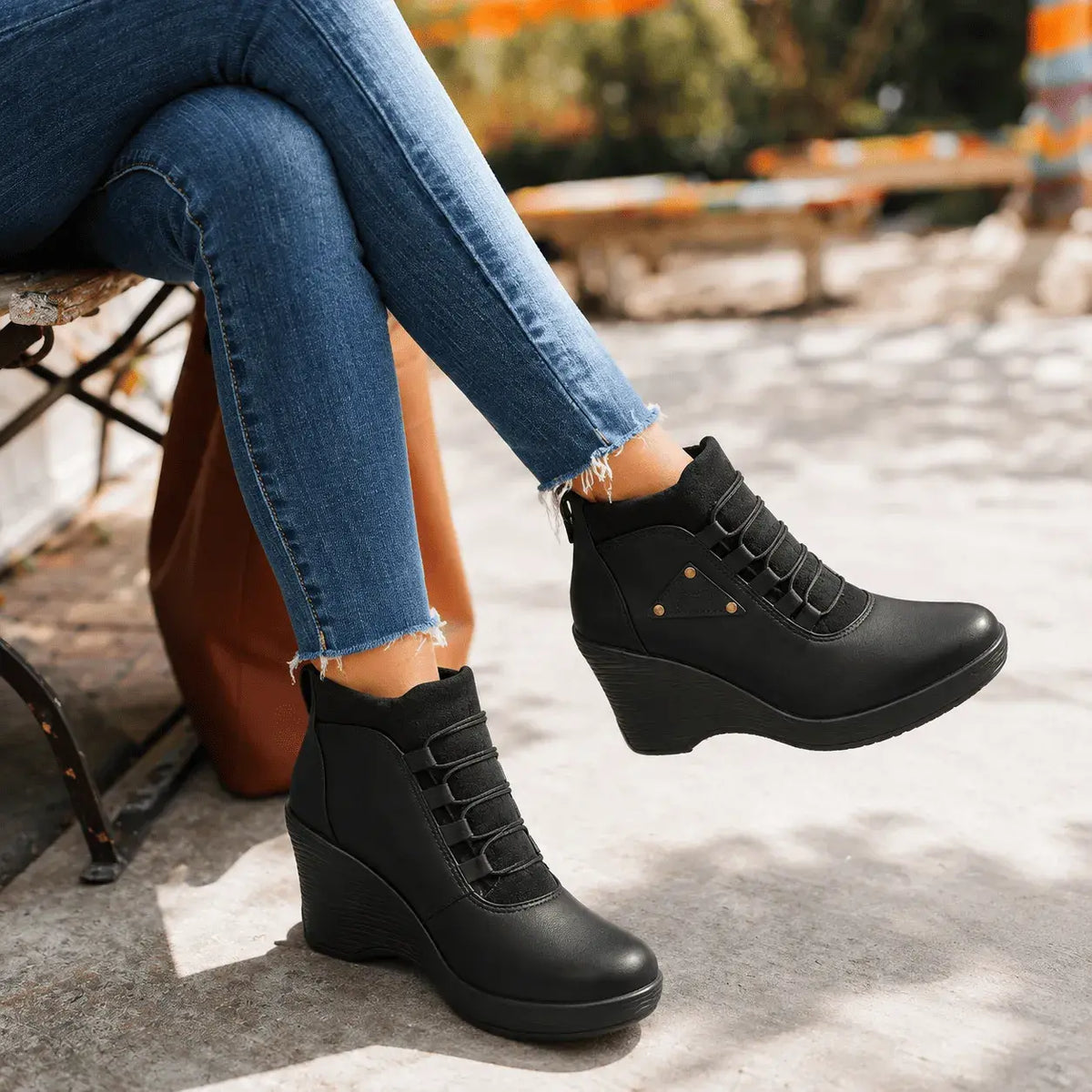 Botin casual con plataforma en cuña